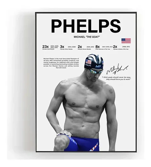 Cuadro Michael Phelps Natación El Tiburón De Baltimore