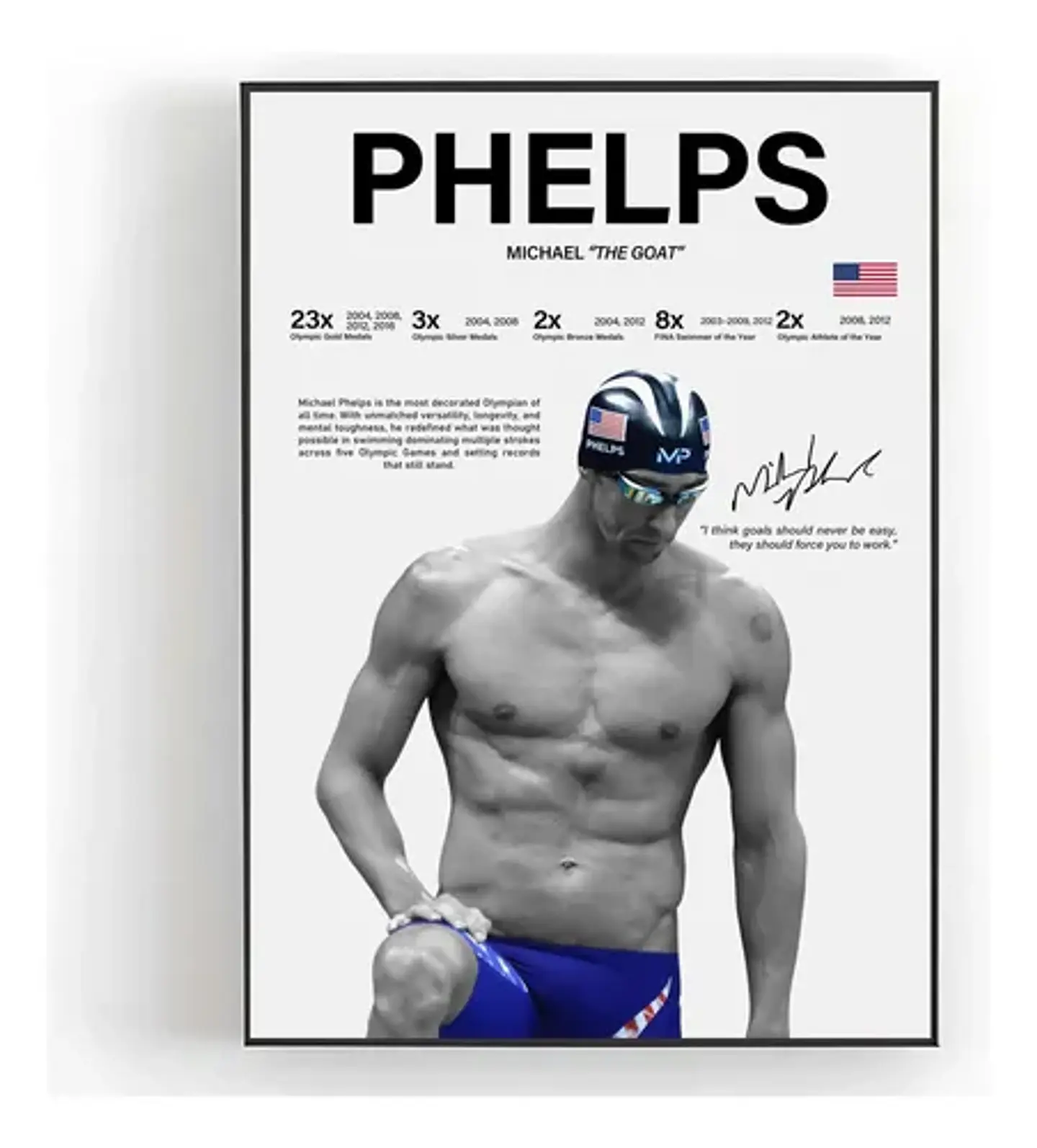 Cuadro Michael Phelps Natación El Tiburón De Baltimore 1