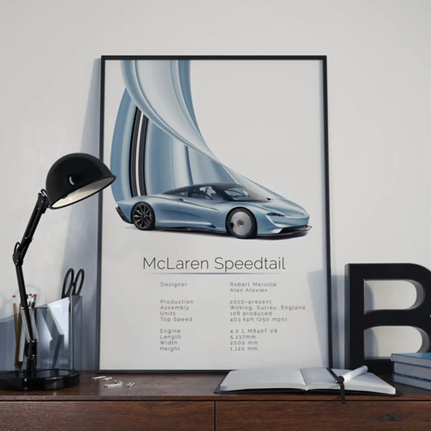 Cuadro Auto Mclaren Speedtail Hypercar + Marco Negro 3