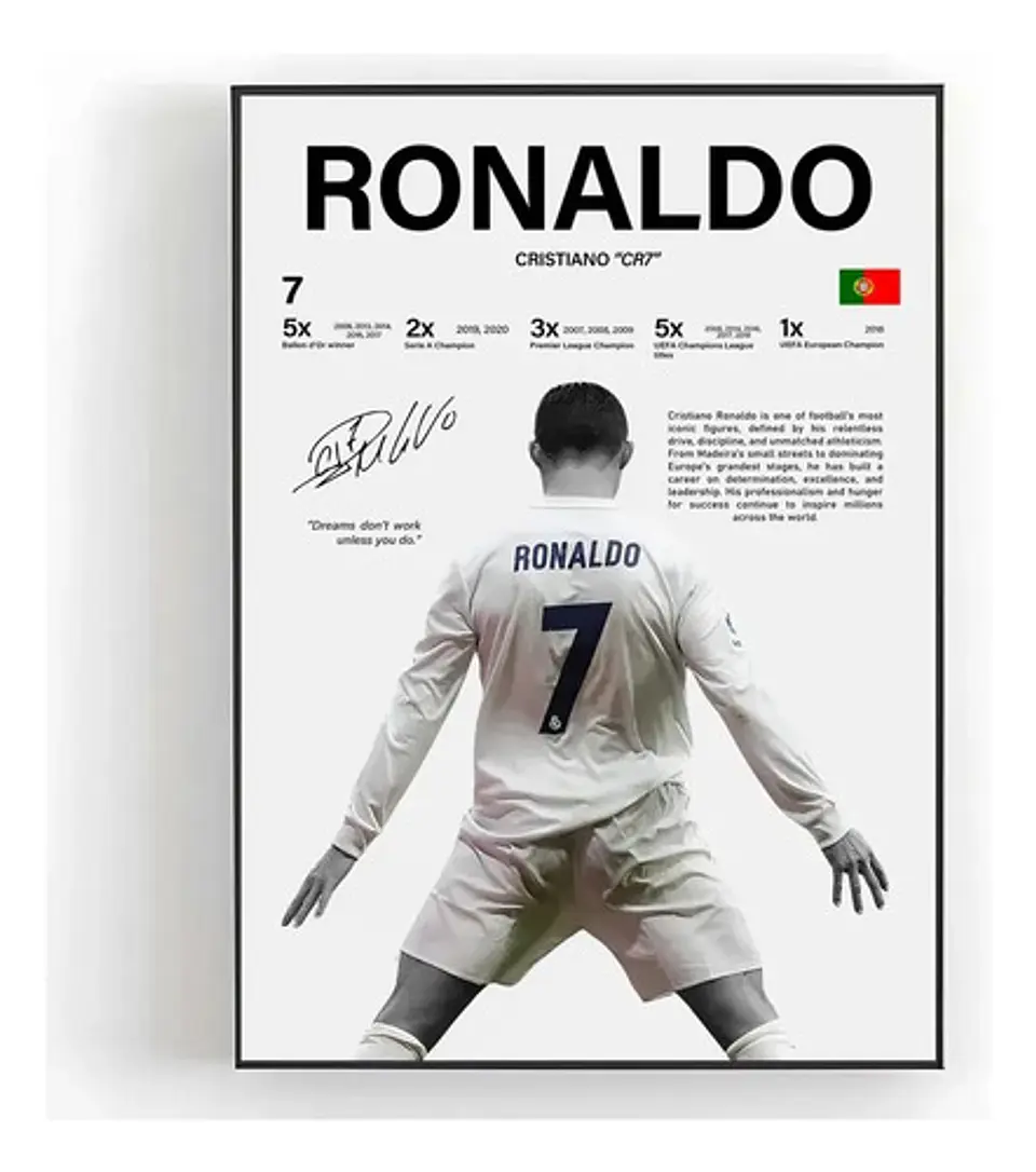 6 Cuadro Cristiano Ronaldo Cr7 Leyenda Futbol + Marco 2