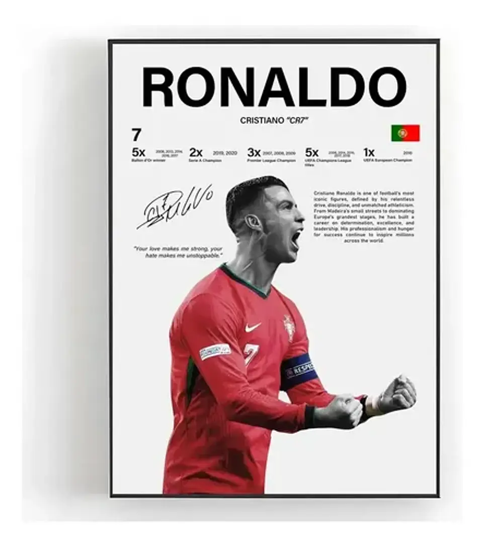 6 Cuadro Cristiano Ronaldo Cr7 Leyenda Futbol + Marco 3