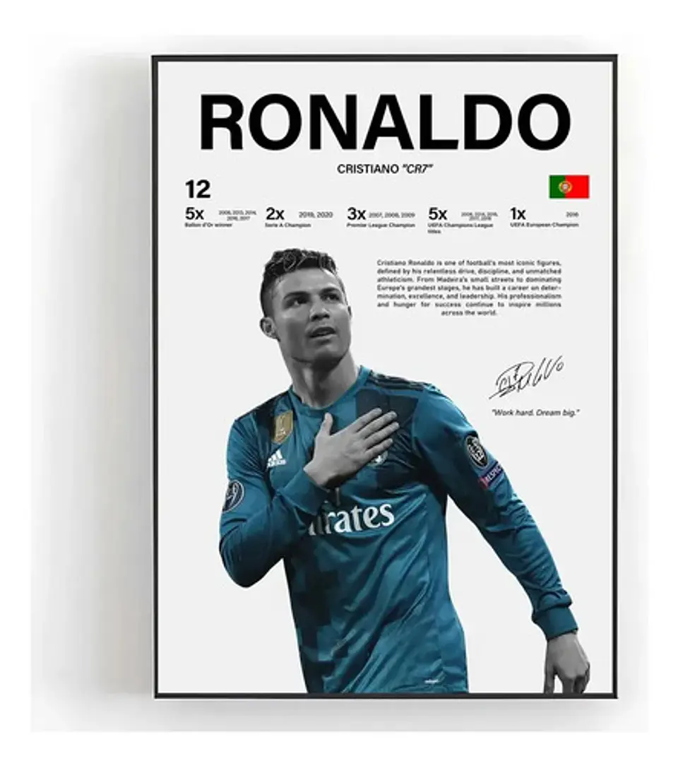 6 Cuadro Cristiano Ronaldo Cr7 Leyenda Futbol + Marco 4