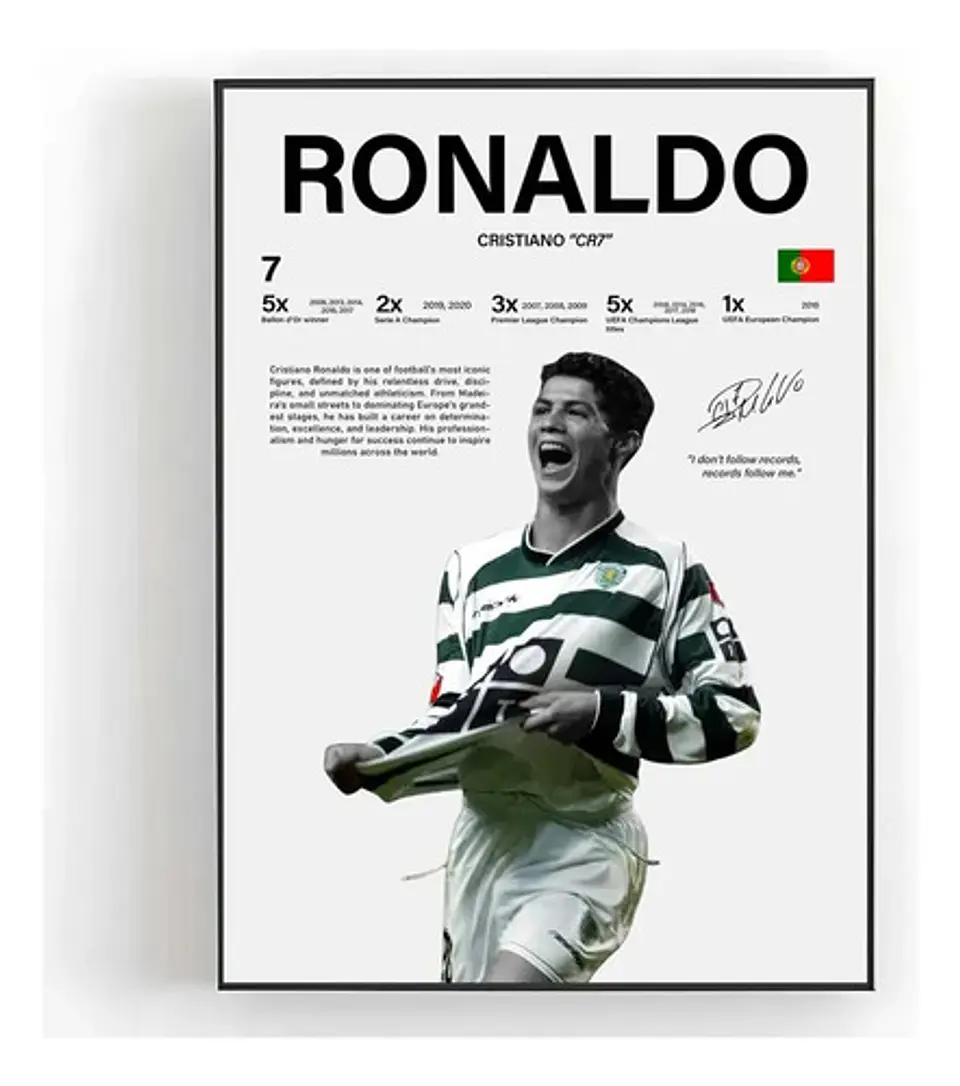 6 Cuadro Cristiano Ronaldo Cr7 Leyenda Futbol + Marco 5
