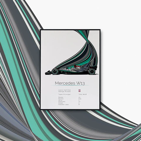 Cuadro Auto Mercedes W13 Colección F1 Fórmula 1 + Marco
