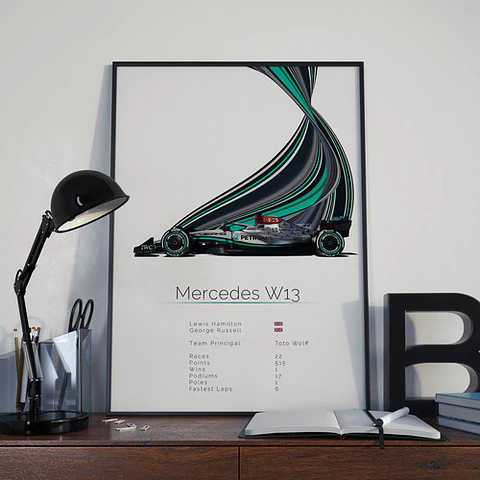 Cuadro Auto Mercedes W13 Colección F1 Fórmula 1 + Marco