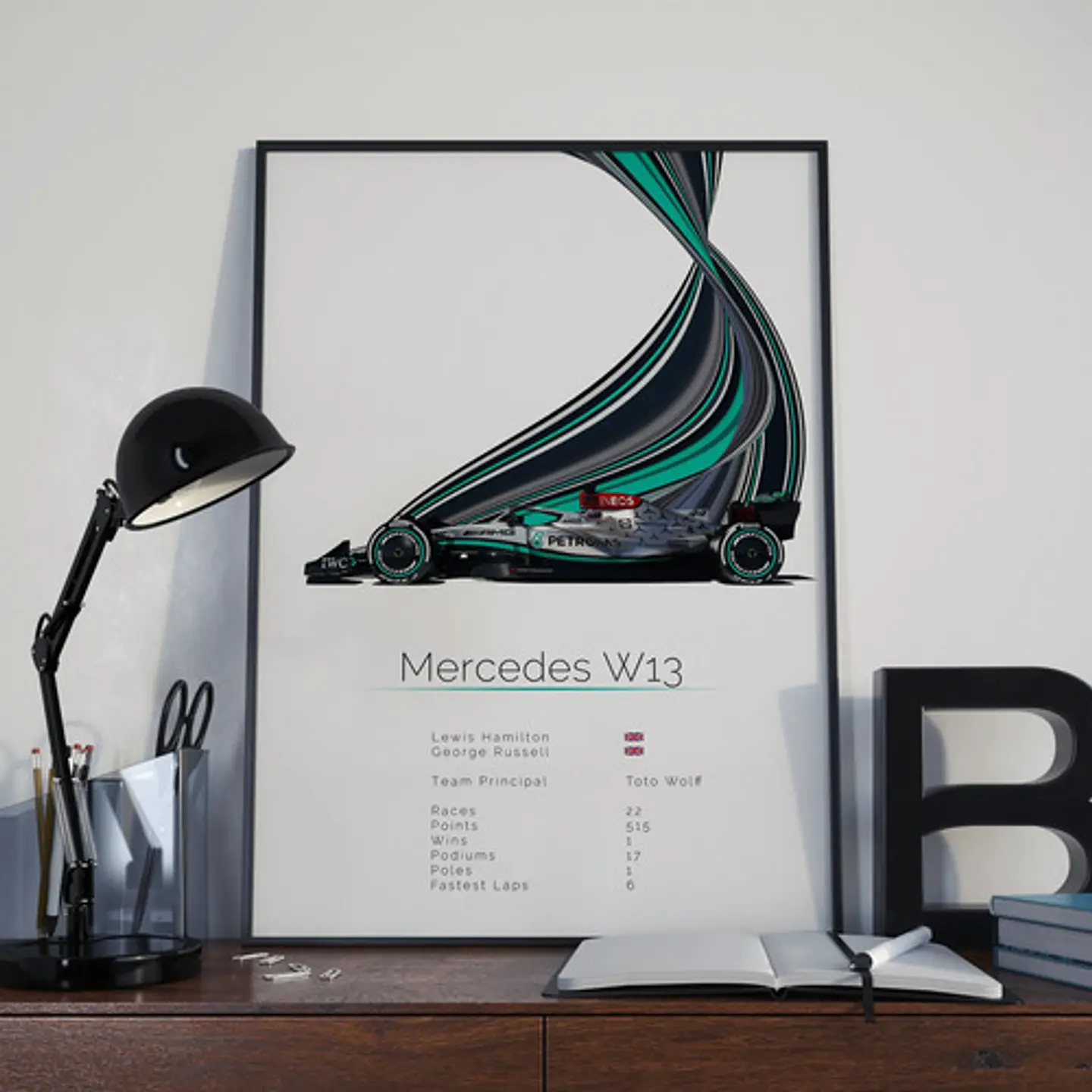 Cuadro Auto Mercedes W13 Colección F1 Fórmula 1 + Marco 2
