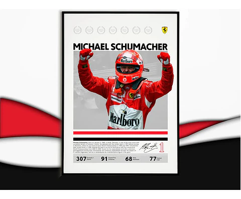 Cuadro Michael Schumacher Récord En F1 Fórmula 1 + Marco