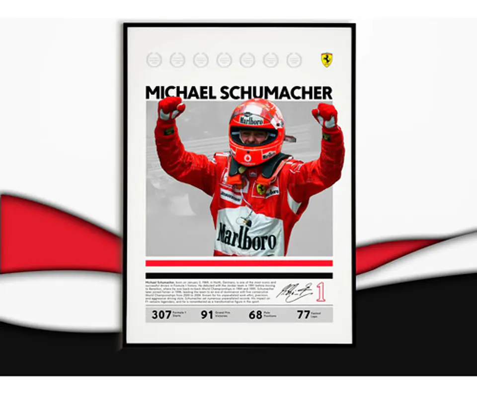 Cuadro Michael Schumacher Récord En F1 Fórmula 1 + Marco 1