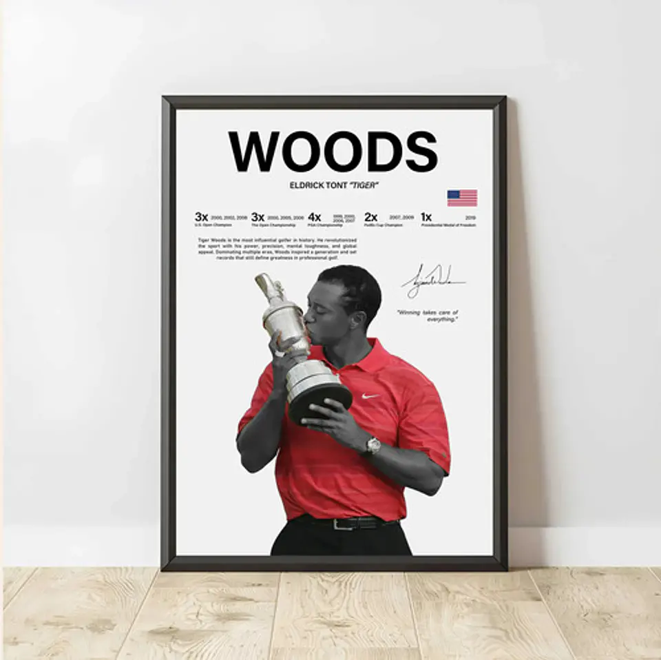 Cuadro Tiger Woods El Tigre Golf + Marco 2