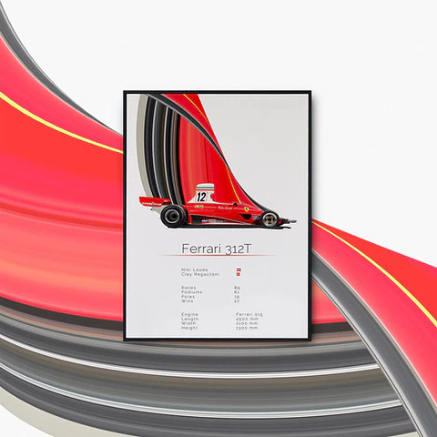 Cuadro Auto Ferrari 312t Clásico Fórmula 1 + Marco Negro