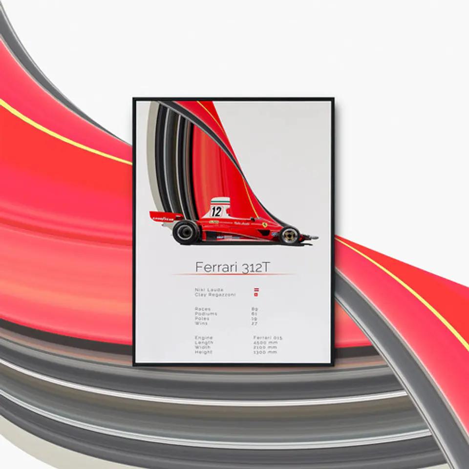 Cuadro Auto Ferrari 312t Clásico Fórmula 1 + Marco Negro 1