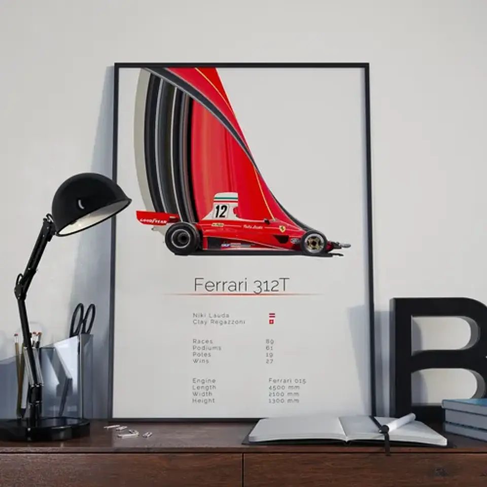 Cuadro Auto Ferrari 312t Clásico Fórmula 1 + Marco Negro 2