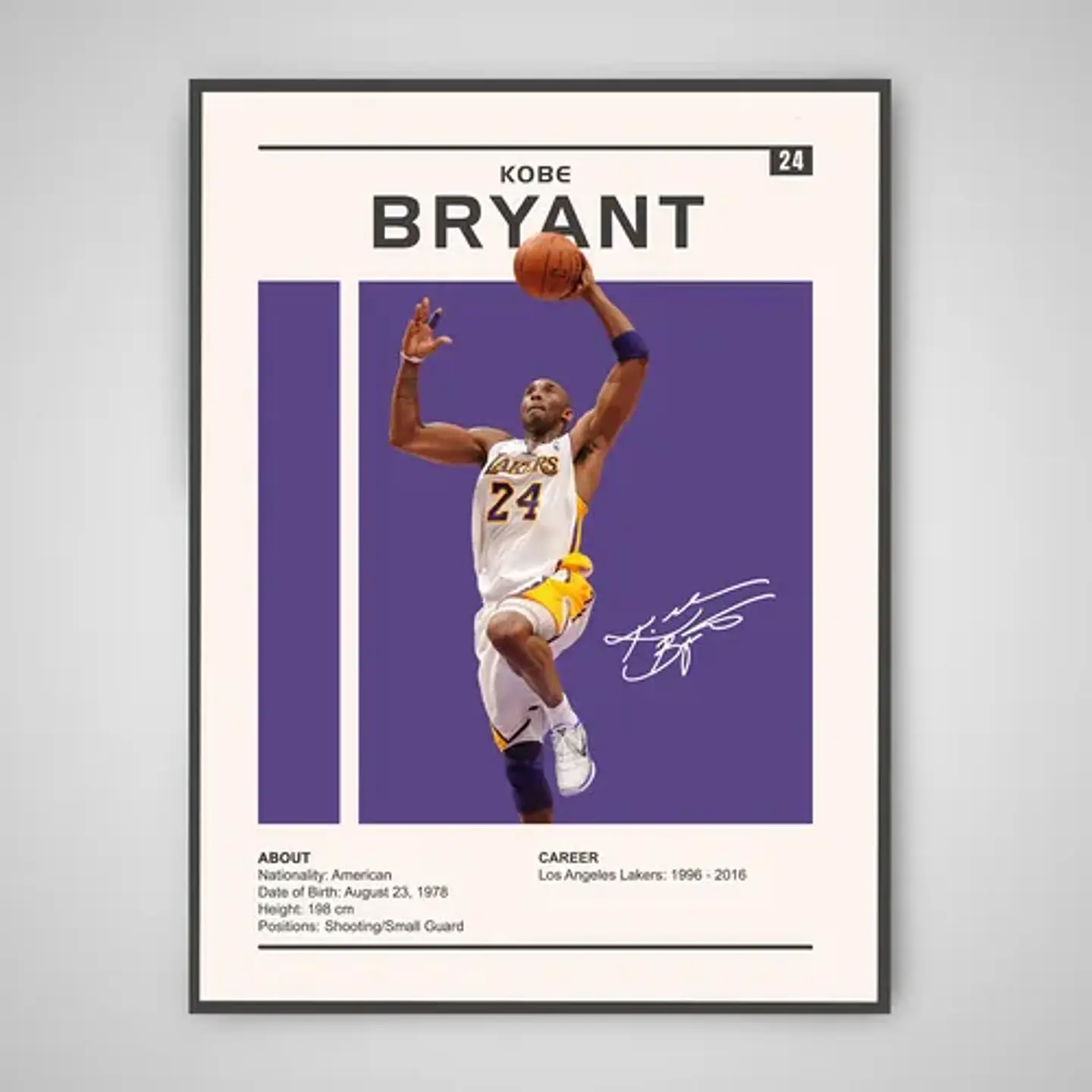 Cuadro Kobe Black Mamba Bryant Leyenda Nba + Marco 1