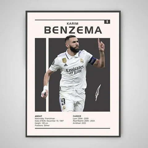 Cuadro Karim Benzema Real Madrid Leyenda + Marco