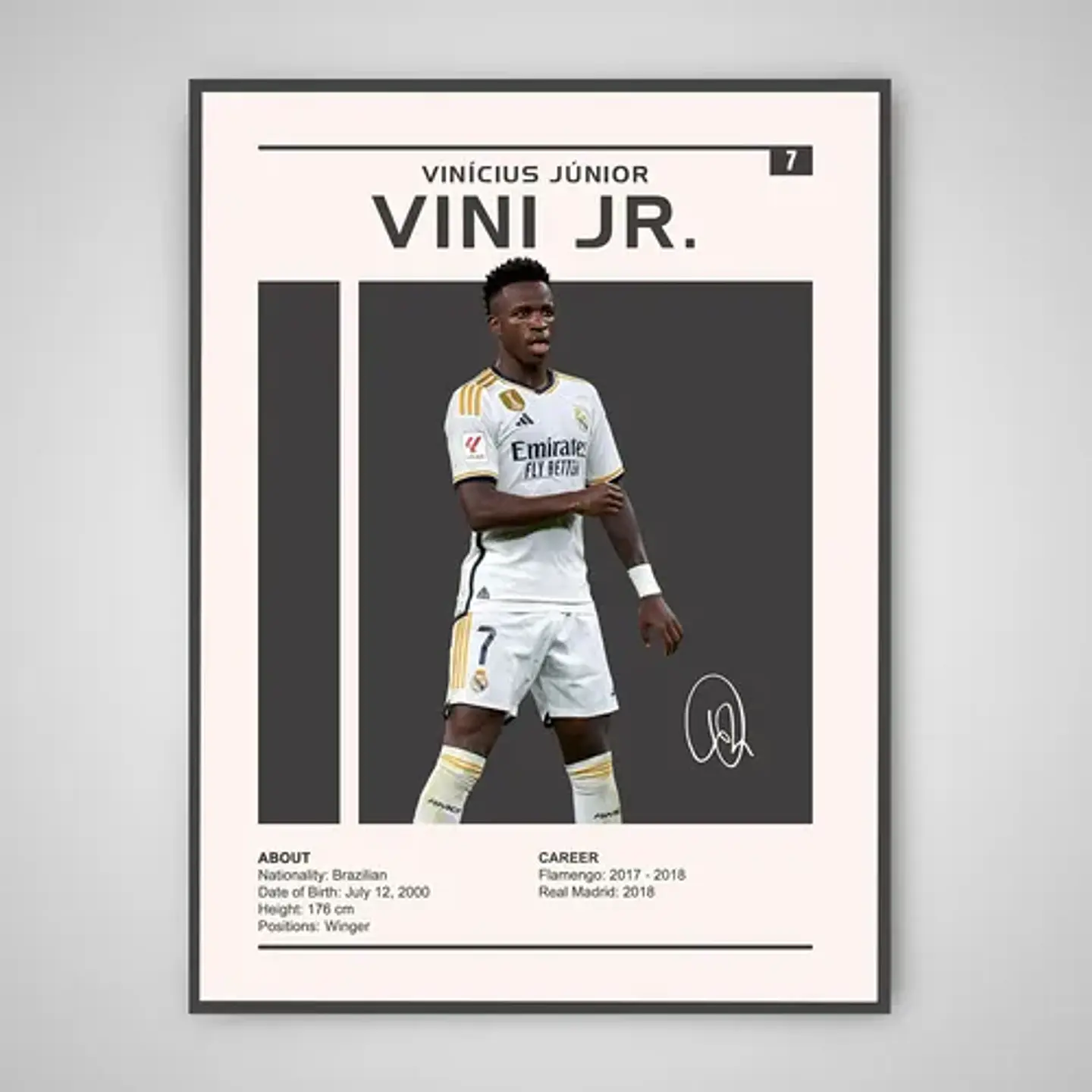Cuadro Vinicius Jr Vini #7 Real Madrid + Marco 1