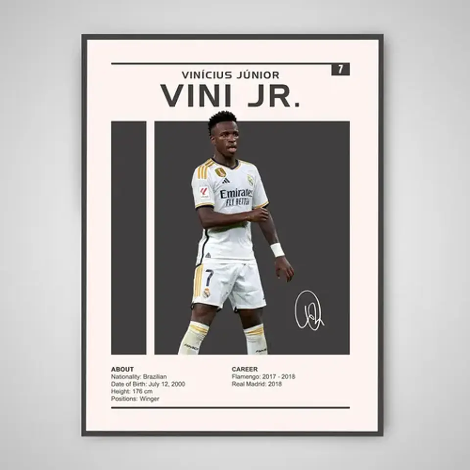 Cuadro Vinicius Jr Vini #7 Real Madrid + Marco 1
