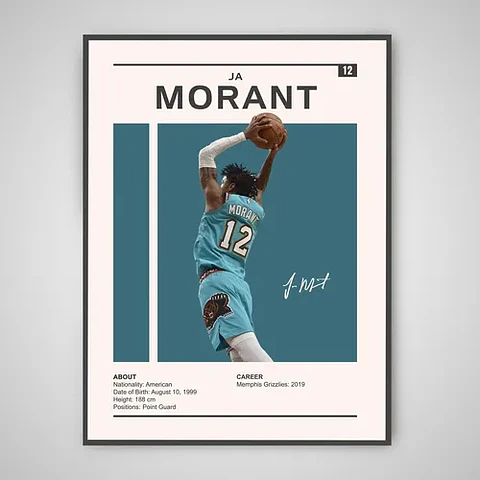 Cuadro Ja Temetrius Morant Estrella Nba + Marco