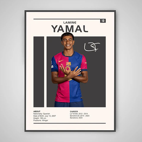 Cuadro Lamine Yamal Fc Barcelona Joven Promesa + Marco Negro