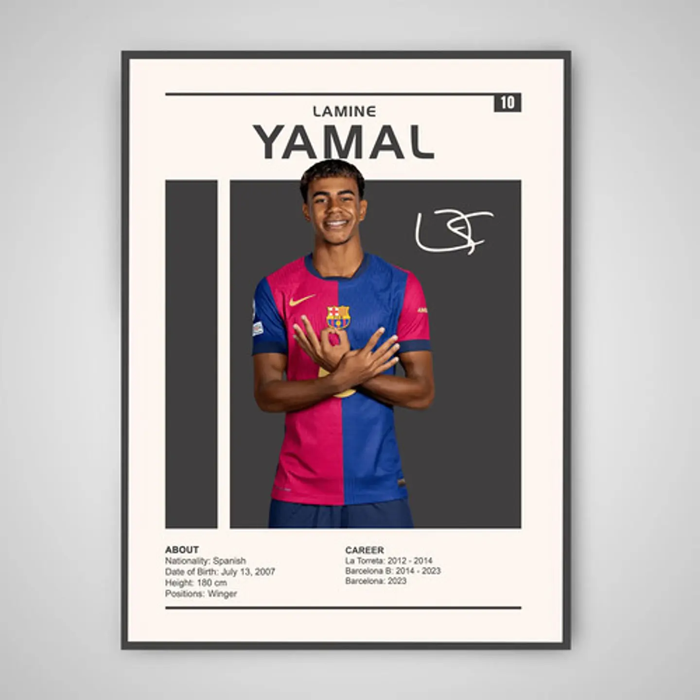 Cuadro Lamine Yamal Fc Barcelona Joven Promesa + Marco Negro 1