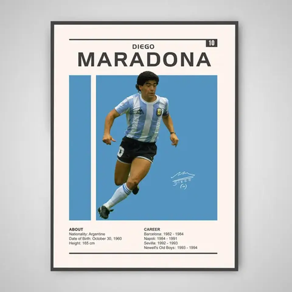 Cuadro Diego Maradona Leyenda Del Fútbol Mundial + Marco 1