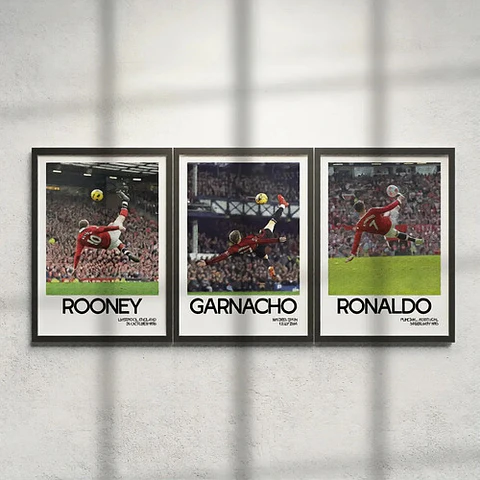 Cuadro Chilena Fútbol Rooney Garnacho Cristiano Ronaldo