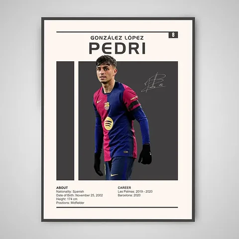 Cuadro Pedri González Fc Barcelona + Marco Negro