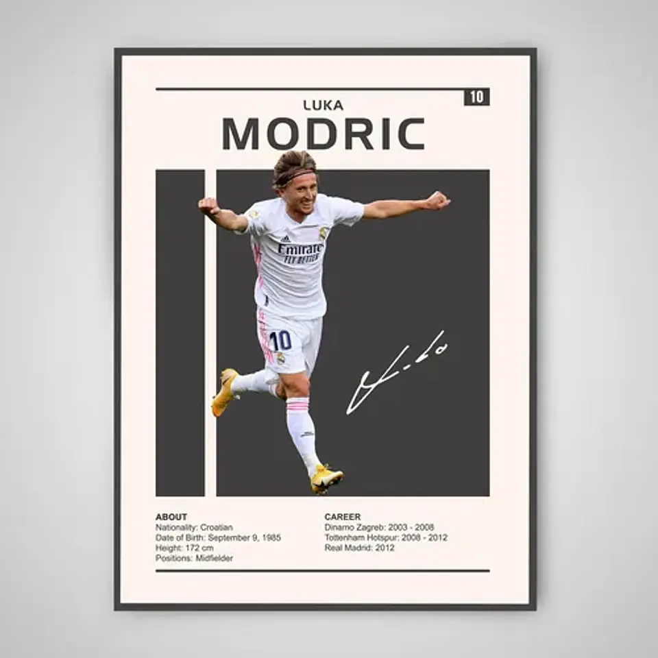 Cuadro Luka Modri Leyenda Del Fútbol + Marco 1