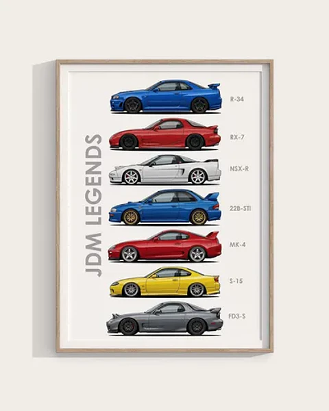 Cuadro Deportivos Japoneses Icónicos Leyendas Jdm + Marco