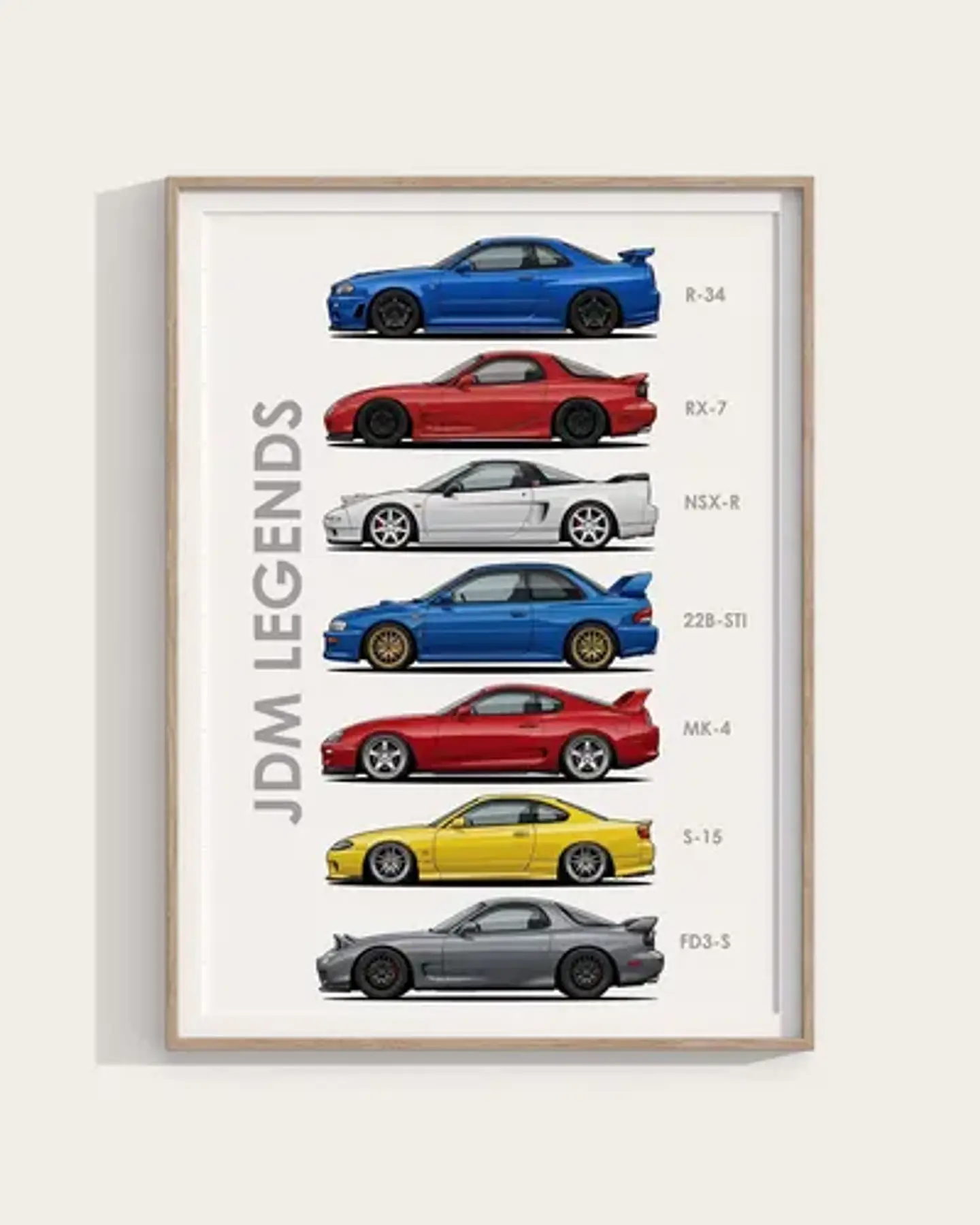Cuadro Deportivos Japoneses Icónicos Leyendas Jdm + Marco 1