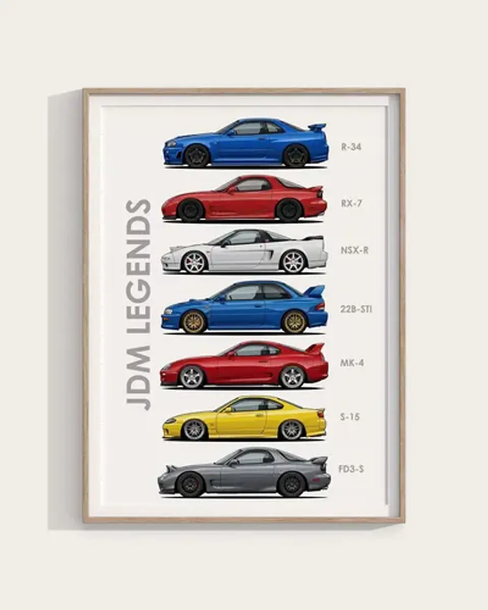 Cuadro Deportivos Japoneses Icónicos Leyendas Jdm + Marco 1