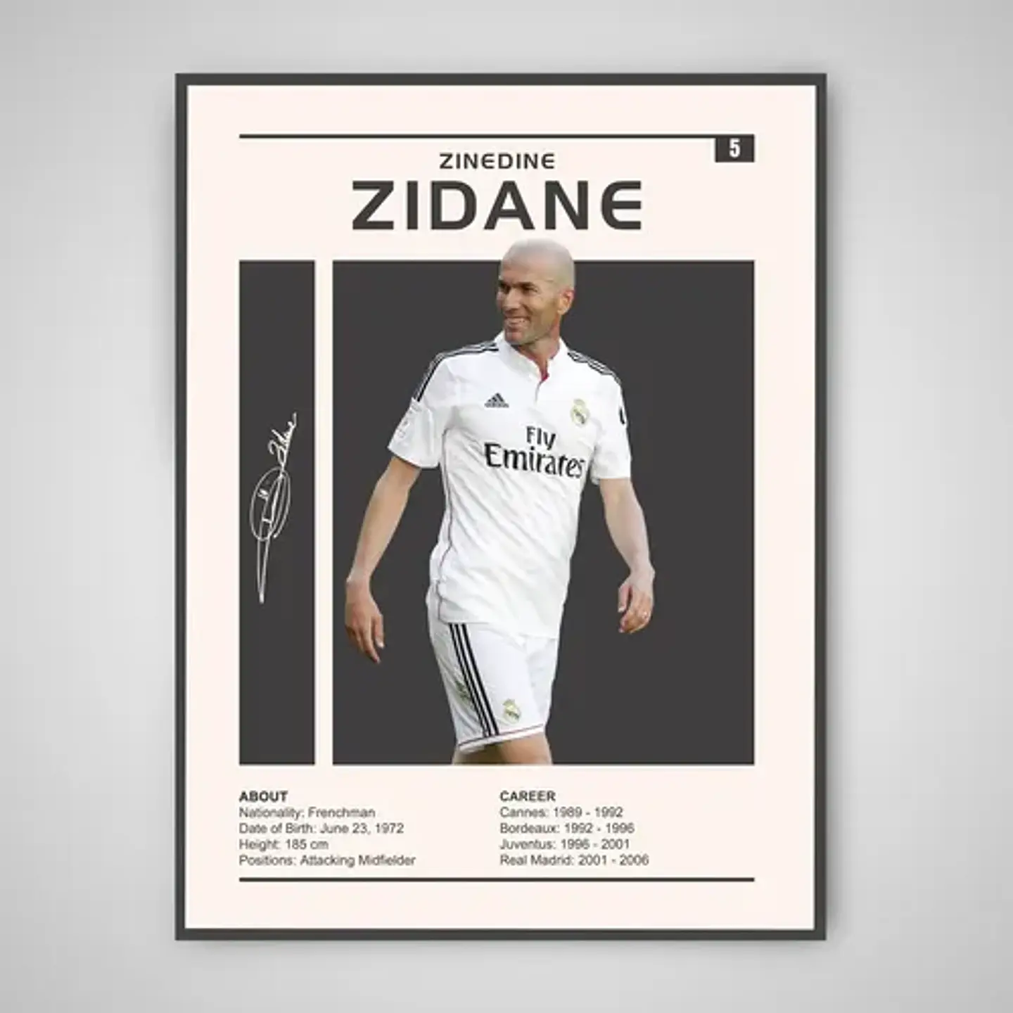 Cuadro Zinedine Zidane Leyenda Del Fútbol Mundial + Marco 1
