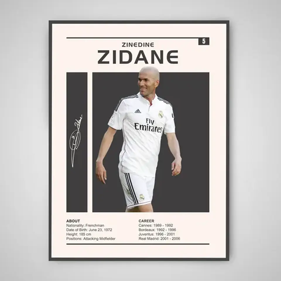 Cuadro Zinedine Zidane Leyenda Del Fútbol Mundial + Marco 1