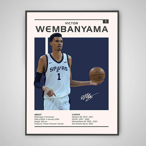 Cuadro Victor Wemby Wembanyama Estrella Nba + Marco