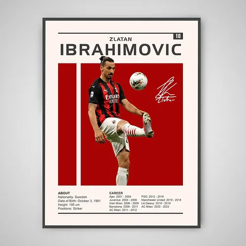 Cuadro Zlatan Ibrahimovi Leyenda Del Fútbol + Marco
