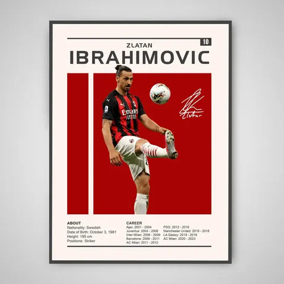 Cuadro Zlatan Ibrahimovi Leyenda Del Fútbol + Marco 1