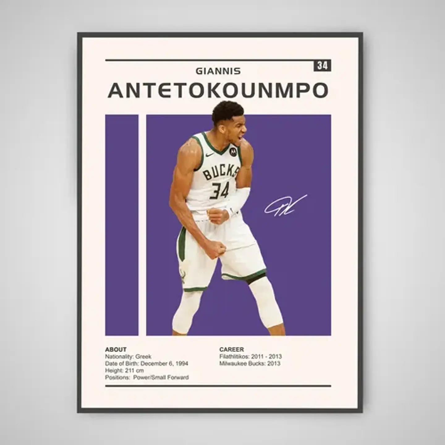 Cuadro Giannis Antetokounmpo Estrella Nba + Marco 1