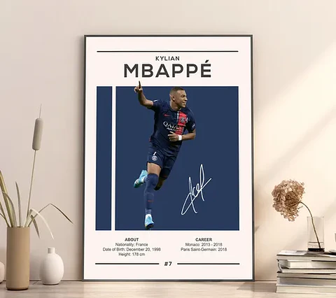 Cuadro Kylian Mbappé París Saint-germain Psg + Marco Negro