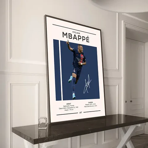 Cuadro Kylian Mbappé París Saint-germain Psg + Marco Negro