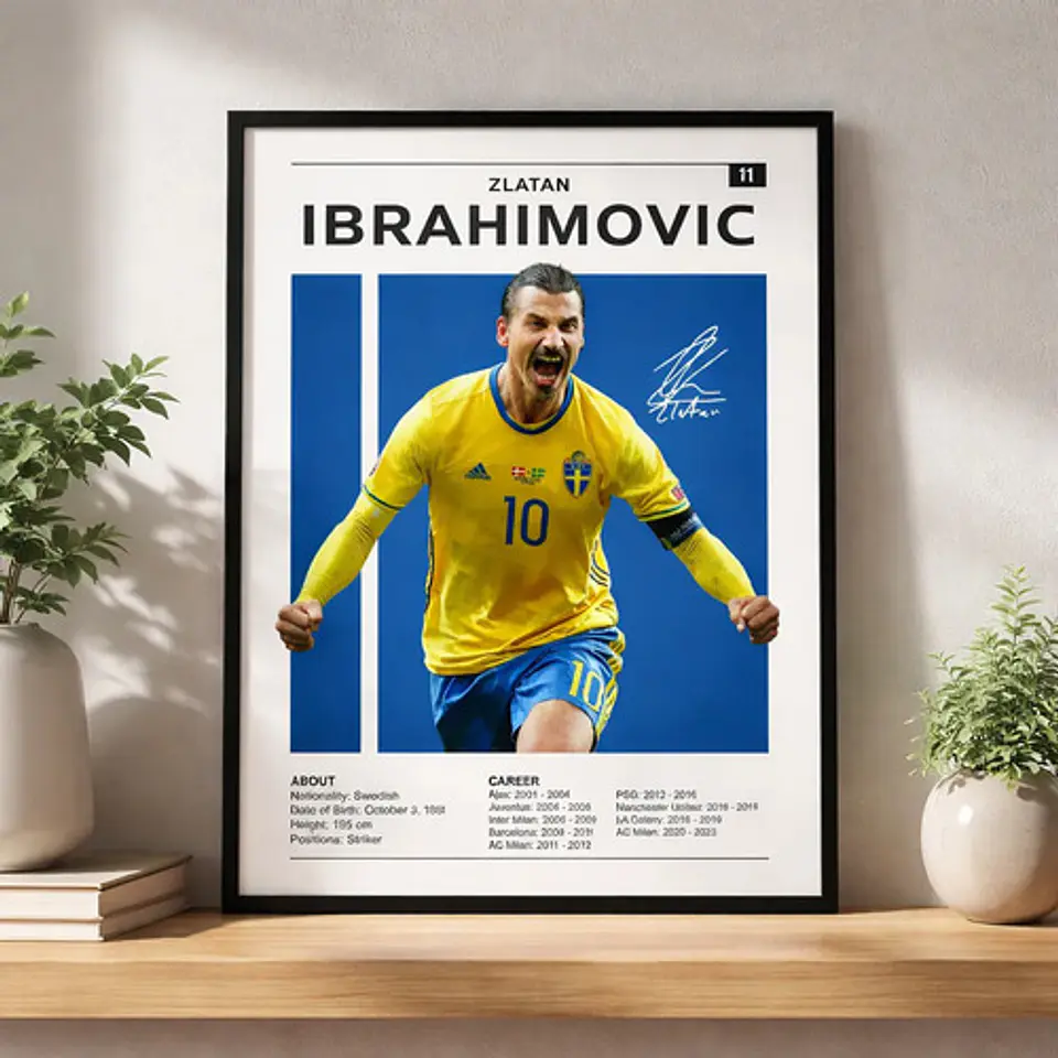 Cuadro Zlatan Ibrahimovi Selección Suecia Fútbol + Marco 1