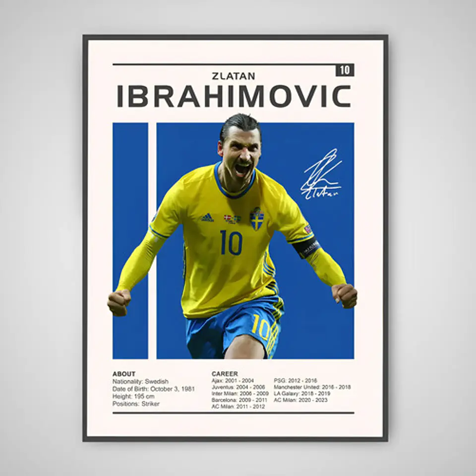 Cuadro Zlatan Ibrahimovi Selección Suecia Fútbol + Marco 2