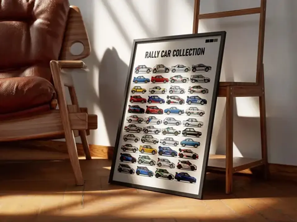 Cuadro Colección De Autos De Rally + Marco 3