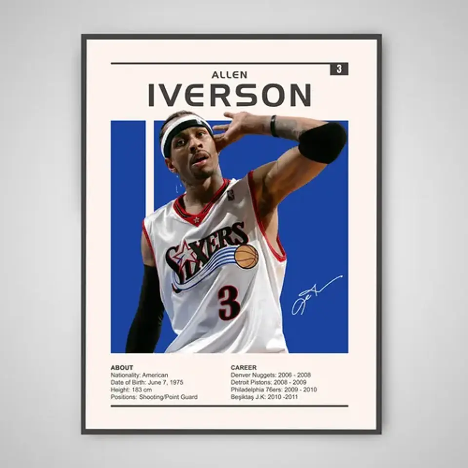 Cuadro Allen The Answer Iverson Leyenda Nba + Marco 1