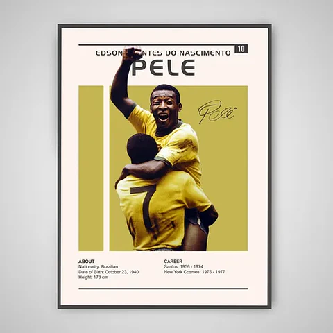 Cuadro Pelé Rey Del Fútbol Leyenda Mundial + Marco Negro