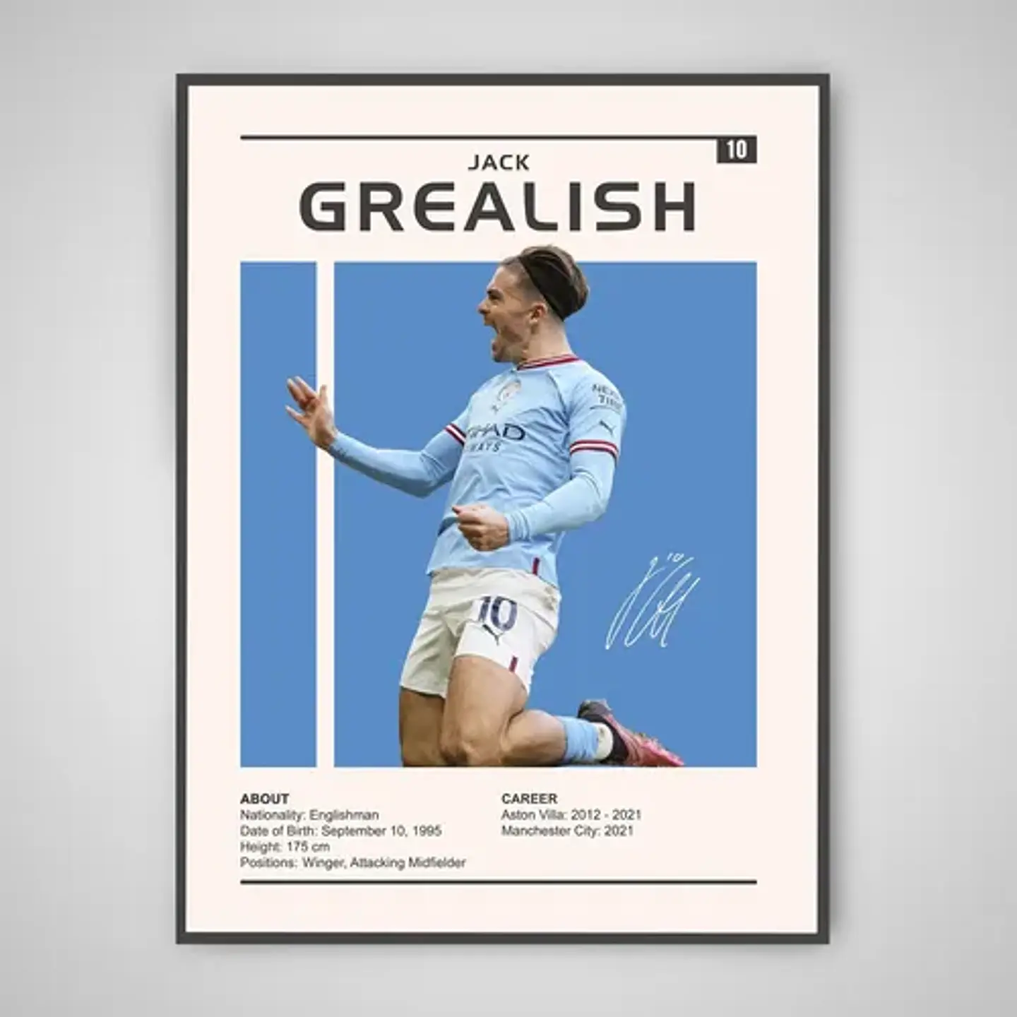 Cuadro Jack Grealish Estrella Del Fútbol + Marco 1