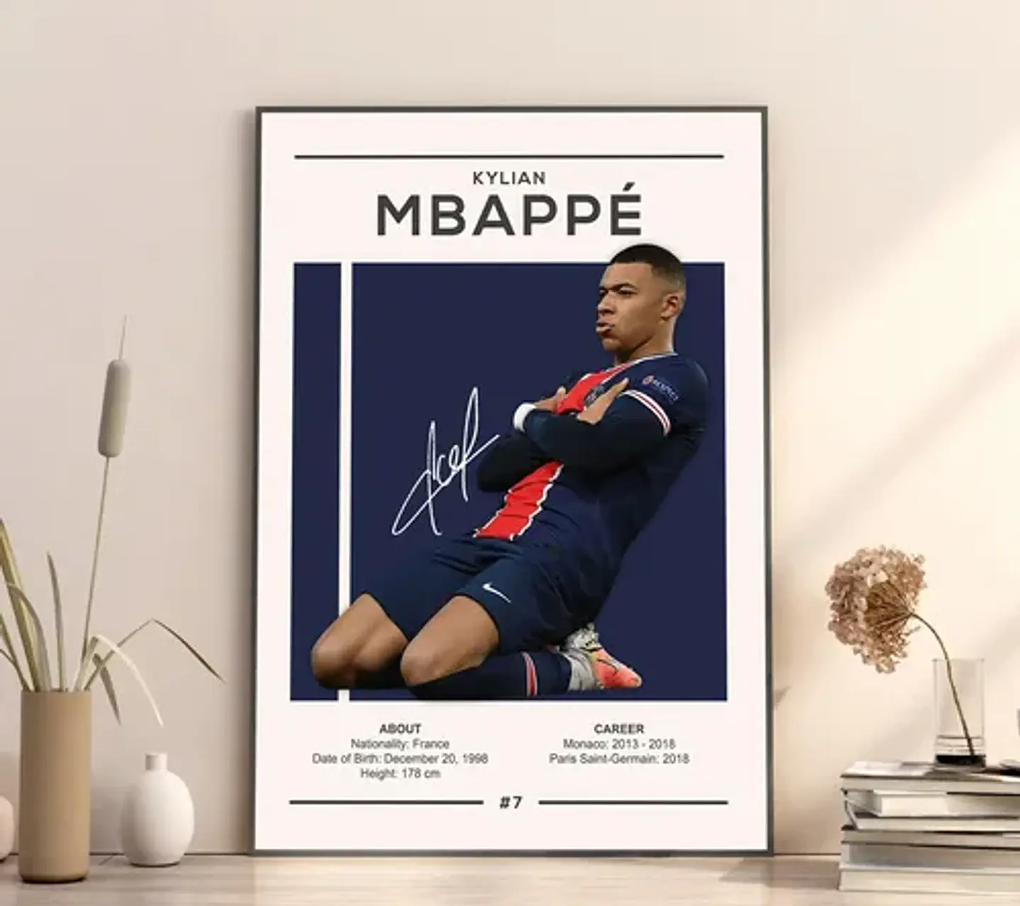 Cuadro Kylian Mbappé París Saint-germain Psg + Marco Negro 1