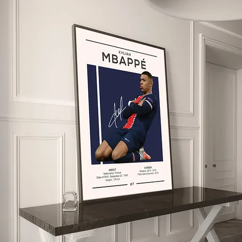 Cuadro Kylian Mbappé París Saint-germain Psg + Marco Negro