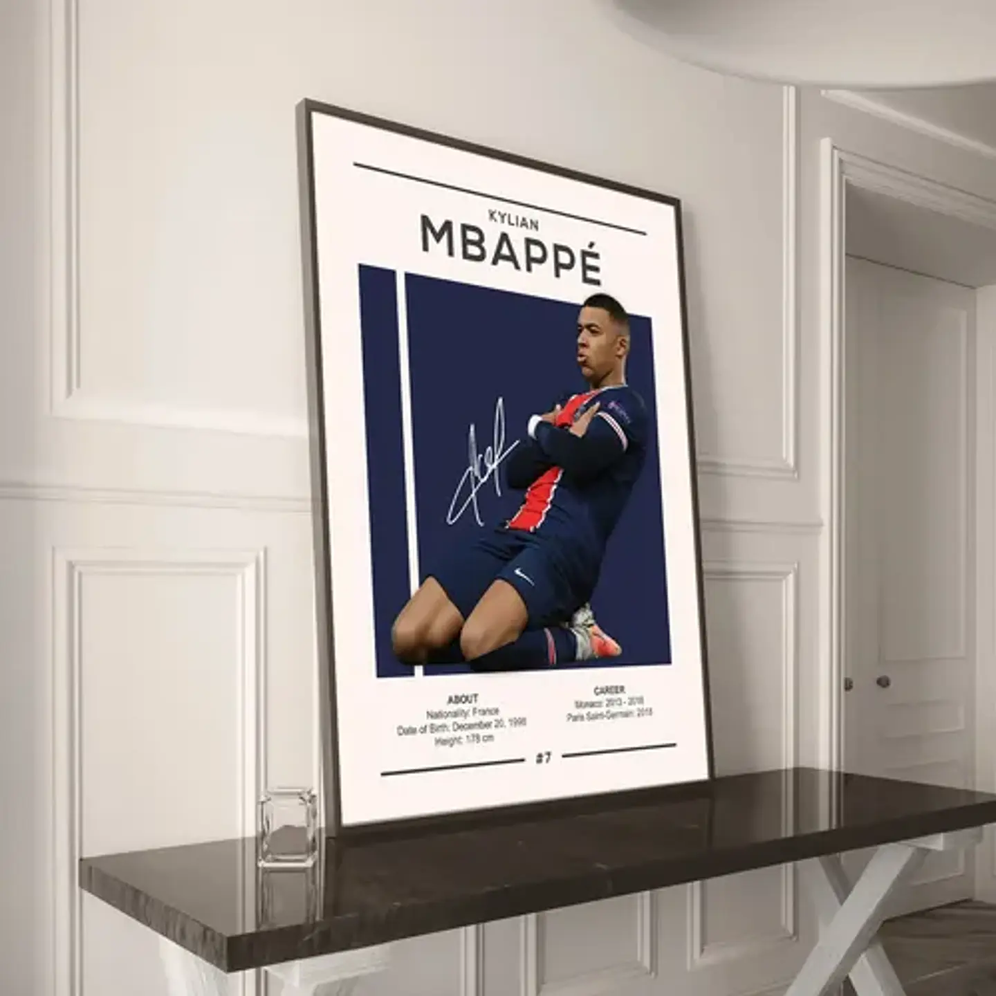 Cuadro Kylian Mbappé París Saint-germain Psg + Marco Negro 2