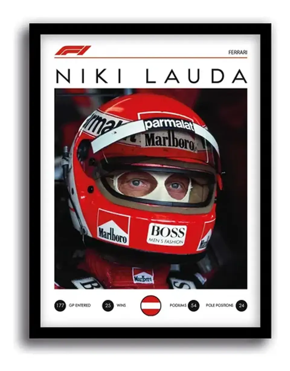 Cuadro Niki Lauda Ferrari Interior F1 Piloto Leyenda 1