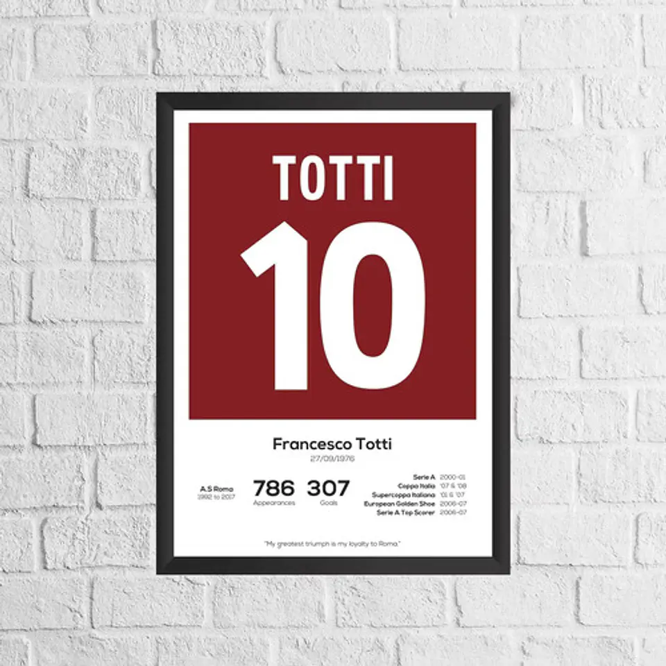 Cuadro Fútbol Francesco Totti Il Capitano As Roma Leyenda 1