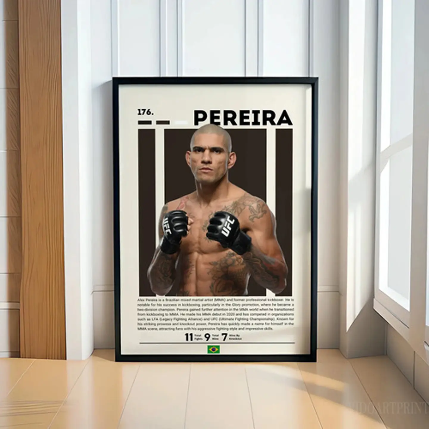 Cuadro Ufc Alex Pereira  Cuadro Premium Con Marco Negro 1